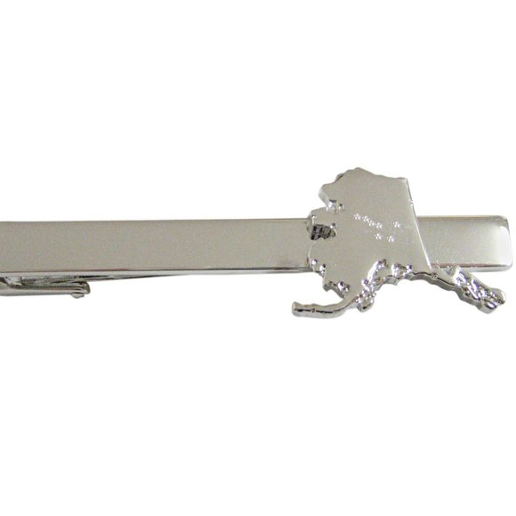 Alaska State Map Shape and Flag Design Tie Clip - Picture 1 of 2